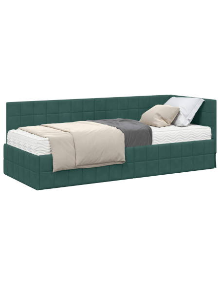 Struttura Letto Angolare con Materasso 2 pcs Verde Velluto