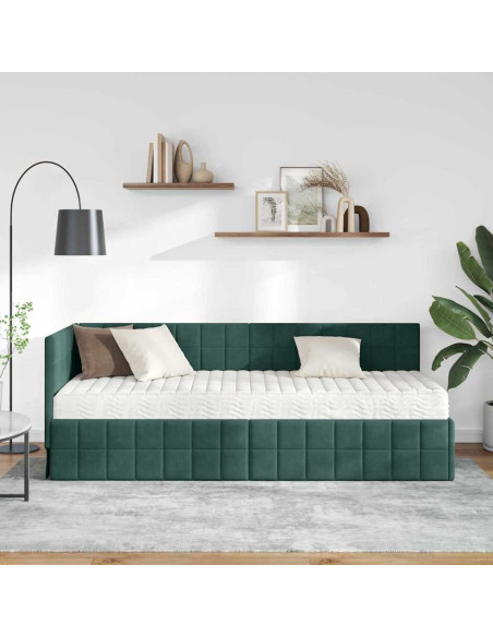 Struttura Letto Angolare con Materasso 2 pcs Verde Velluto