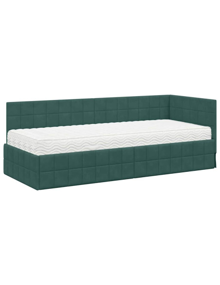 Struttura Letto Angolare con Materasso 2 pcs Verde Velluto