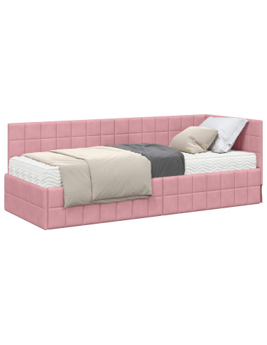 Struttura Letto Angolare con Materasso 2 pcs Grigio Velluto