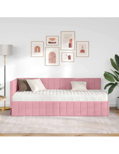Struttura Letto Angolare con Materasso 2 pcs Grigio Velluto