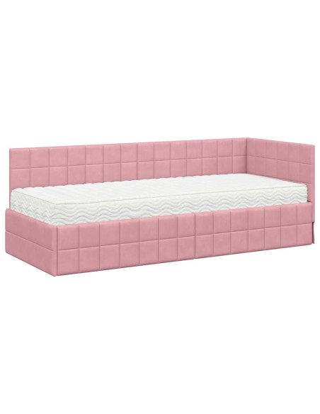 Struttura Letto Angolare con Materasso 2 pcs Grigio Velluto