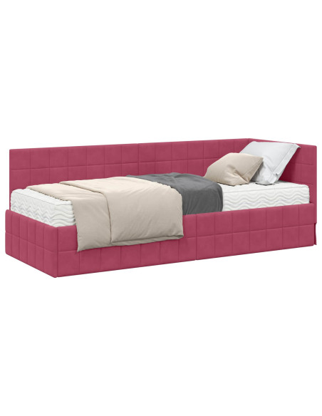 Struttura Letto Angolare con Materasso 2 pcs Verde Velluto