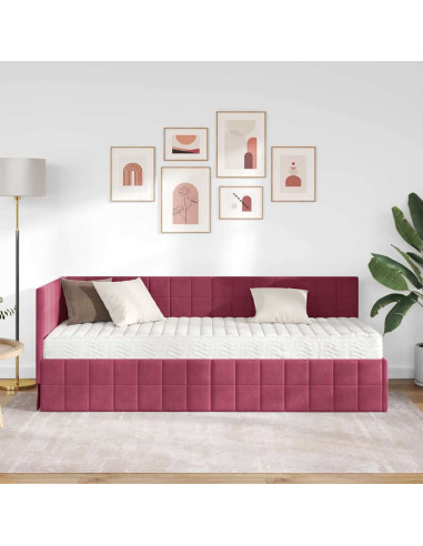 Struttura Letto Angolare con Materasso 2 pcs Verde Velluto