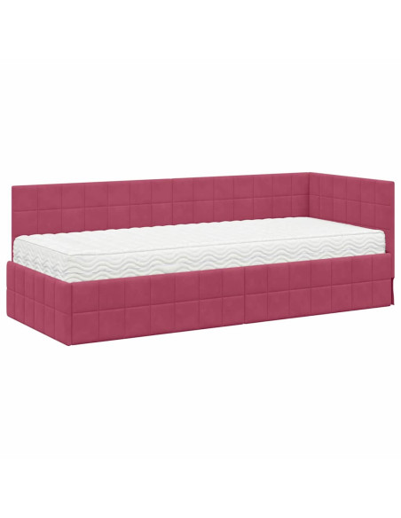Struttura Letto Angolare con Materasso 2 pcs Verde Velluto