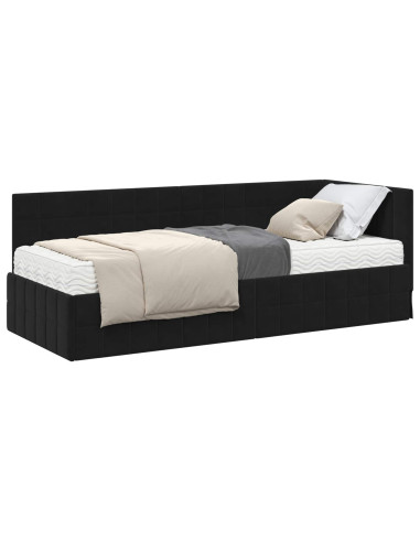 Struttura Letto Angolare con Materasso 2 pcs Nero Velluto