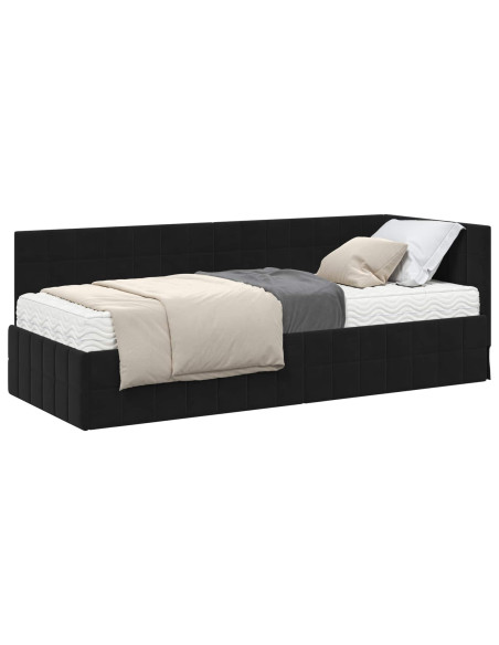 Struttura Letto Angolare con Materasso 2 pcs Nero Velluto