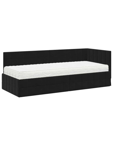 Struttura Letto Angolare con Materasso 2 pcs Nero Velluto