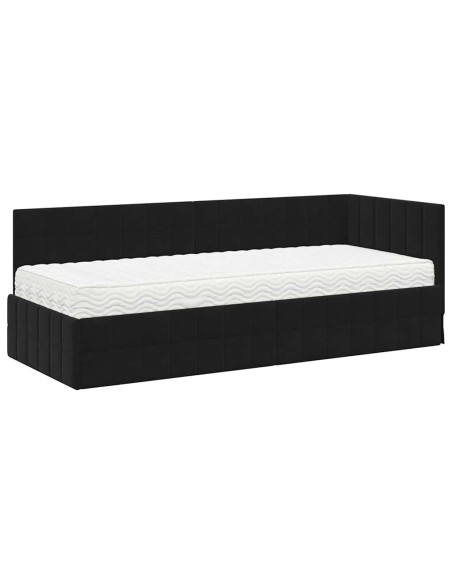 Struttura Letto Angolare con Materasso 2 pcs Nero Velluto