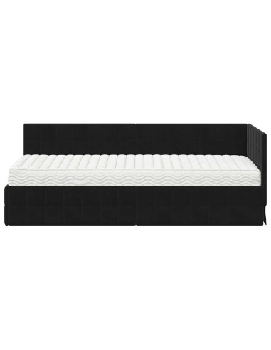 Struttura Letto Angolare con Materasso 2 pcs Nero Velluto