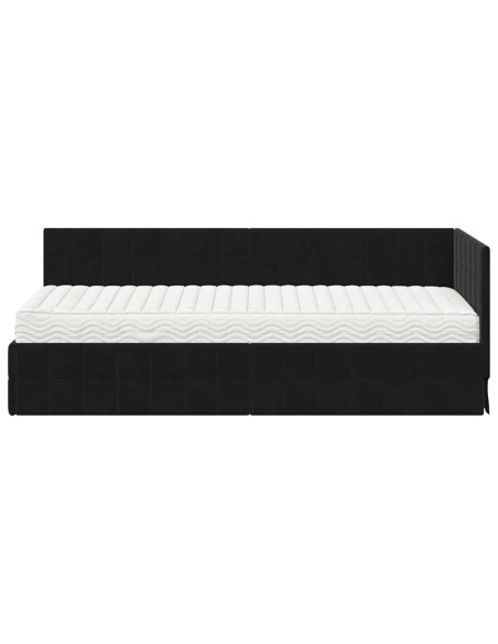 Struttura Letto Angolare con Materasso 2 pcs Nero Velluto