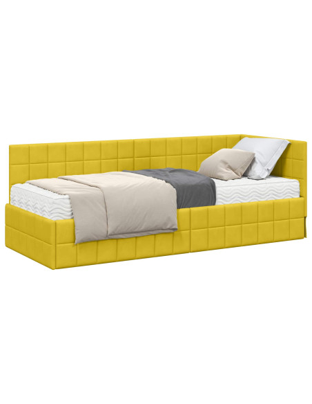 Struttura Letto Angolare con Materasso 2 pcs Giallo Velluto