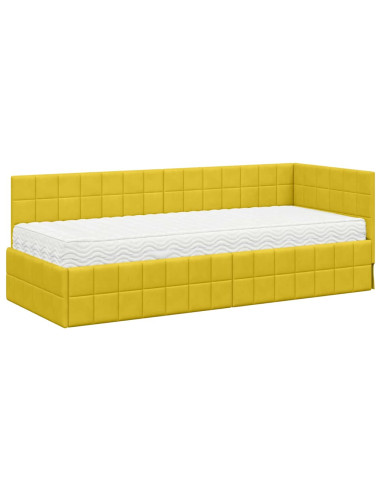 Struttura Letto Angolare con Materasso 2 pcs Giallo Velluto