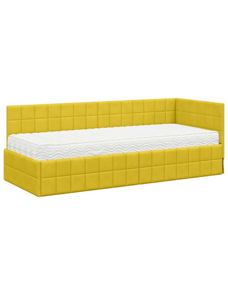 Struttura Letto Angolare con Materasso 2 pcs Giallo Velluto