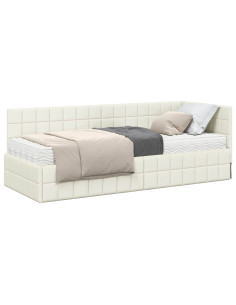 Struttura Letto Angolare con Materasso 2 pcs Crema Velluto 2