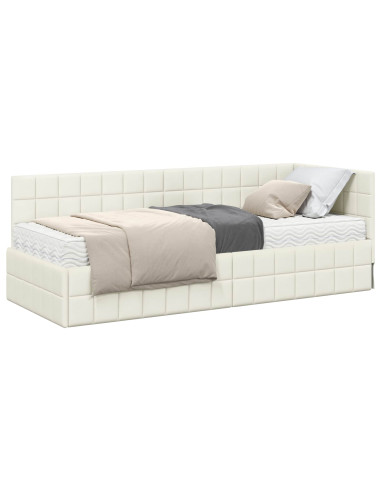 Struttura Letto Angolare con Materasso 2 pcs Crema Velluto