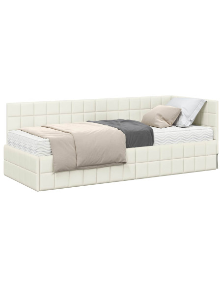 Struttura Letto Angolare con Materasso 2 pcs Crema Velluto