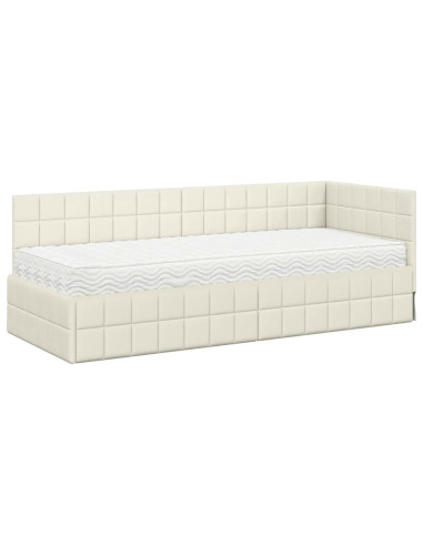 Struttura Letto Angolare con Materasso 2 pcs Crema Velluto