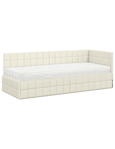 Struttura Letto Angolare con Materasso 2 pcs Crema Velluto