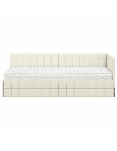 Struttura Letto Angolare con Materasso 2 pcs Crema Velluto