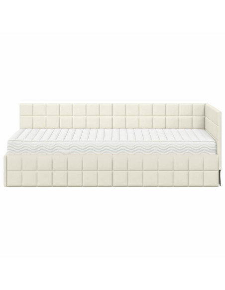 Struttura Letto Angolare con Materasso 2 pcs Crema Velluto