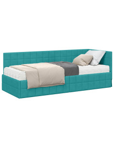 Struttura Letto Angolare con Materasso 2 pcs Turchese Velluto 2