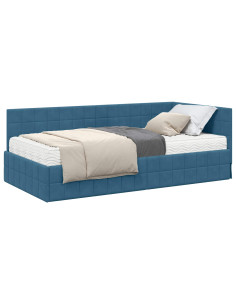Struttura Letto Angolare con Materasso 2 pcs Blu Velluto 2