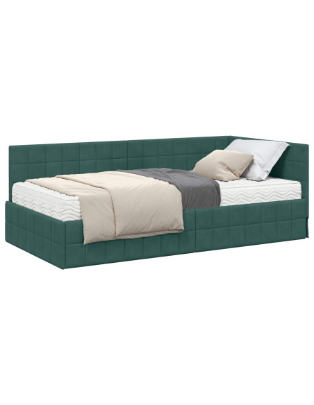 Struttura Letto Angolare con Materasso 2 pcs Verde Velluto