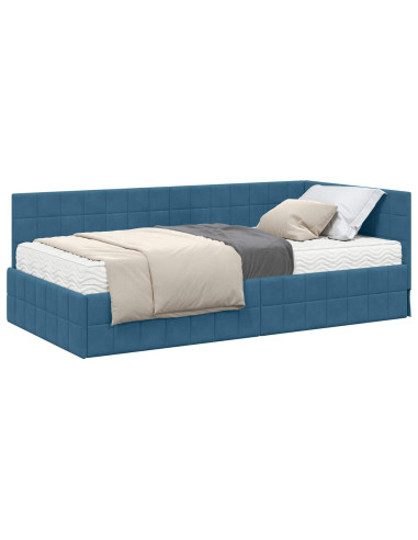 Struttura Letto Angolare con Materasso 2 pcs Blu Velluto