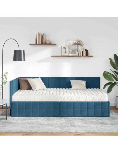 Struttura Letto Angolare con Materasso 2 pcs Blu Velluto