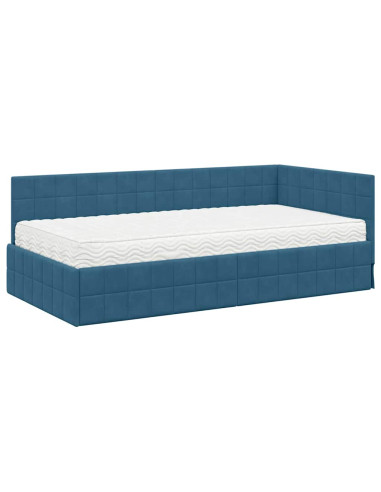 Struttura Letto Angolare con Materasso 2 pcs Blu Velluto