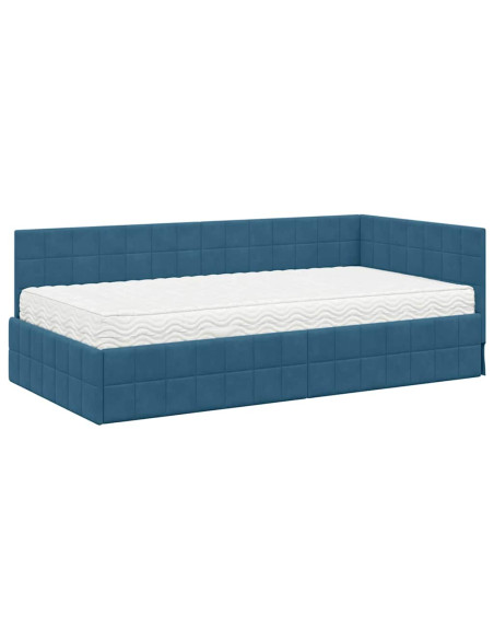 Struttura Letto Angolare con Materasso 2 pcs Blu Velluto