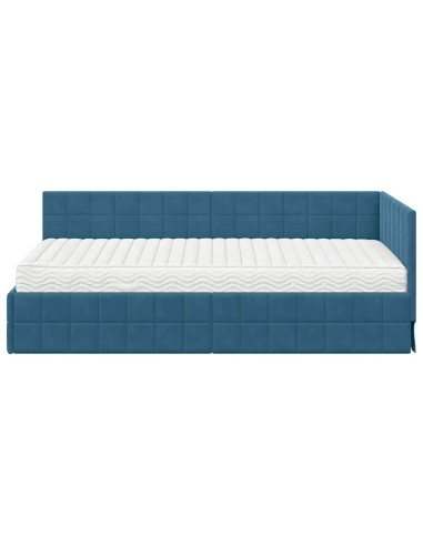 Struttura Letto Angolare con Materasso 2 pcs Blu Velluto
