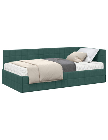 Struttura Letto Angolare con Materasso 2 pcs Verde Velluto