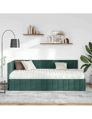 Struttura Letto Angolare con Materasso 2 pcs Verde Velluto