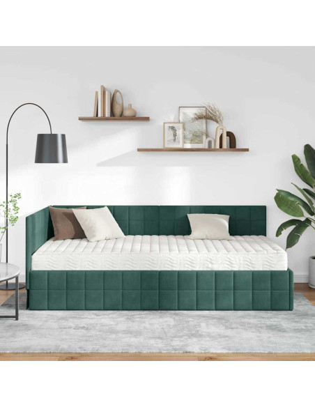 Struttura Letto Angolare con Materasso 2 pcs Verde Velluto