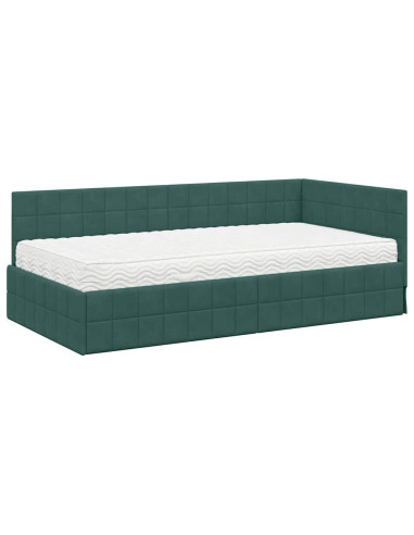 Struttura Letto Angolare con Materasso 2 pcs Verde Velluto