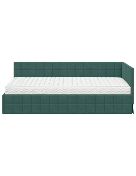 Struttura Letto Angolare con Materasso 2 pcs Verde Velluto