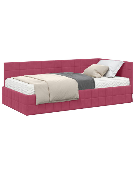 Struttura Letto Angolare con Materasso 2 pcs Verde Velluto