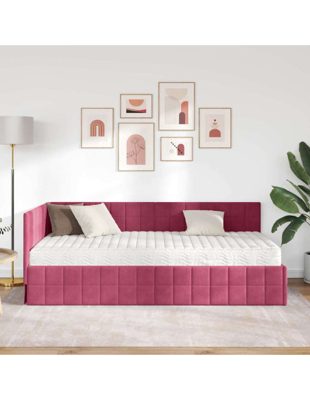 Struttura Letto Angolare con Materasso 2 pcs Verde Velluto
