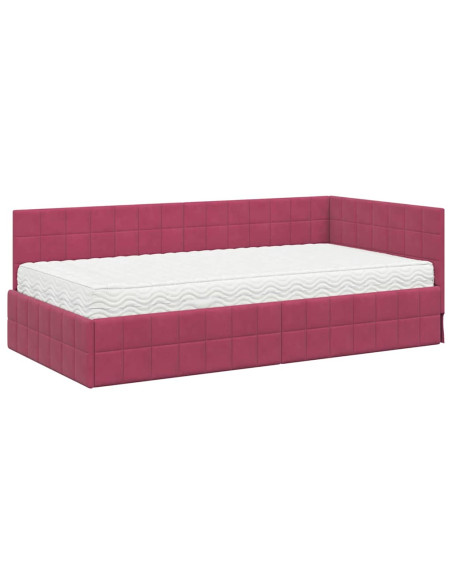Struttura Letto Angolare con Materasso 2 pcs Verde Velluto