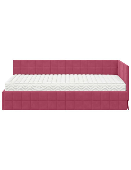 Struttura Letto Angolare con Materasso 2 pcs Verde Velluto
