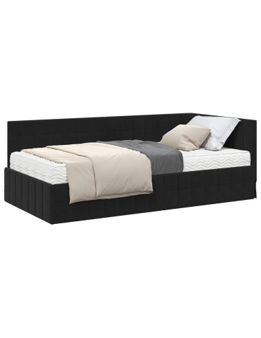 Struttura Letto Angolare con Materasso 2 pcs Nero Velluto