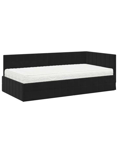 Struttura Letto Angolare con Materasso 2 pcs Nero Velluto