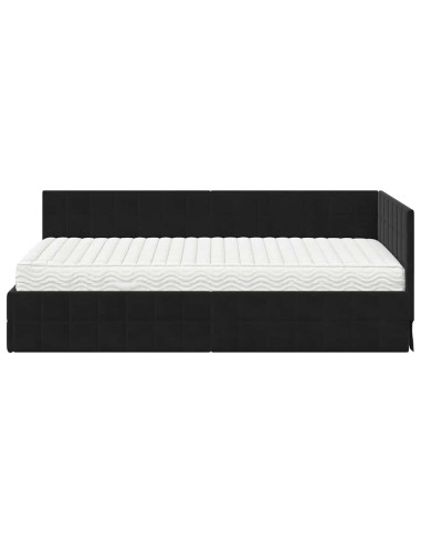 Struttura Letto Angolare con Materasso 2 pcs Nero Velluto