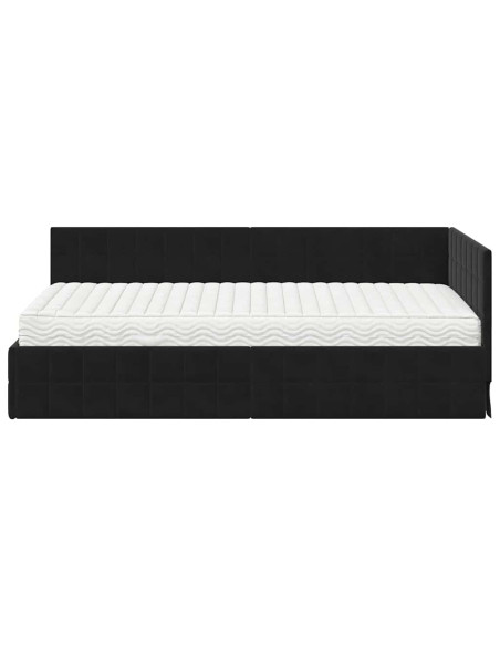 Struttura Letto Angolare con Materasso 2 pcs Nero Velluto