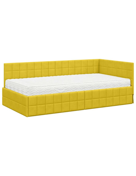 Struttura Letto Angolare con Materasso 2 pcs Giallo Velluto