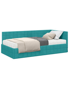 Struttura Letto Angolare con Materasso 2 pcs Turchese Velluto 2