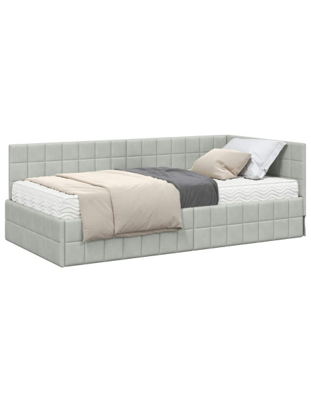 Struttura Letto Angolare con Materasso 2 pcs Grigio chiaro