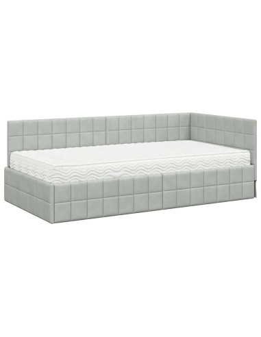 Struttura Letto Angolare con Materasso 2 pcs Grigio chiaro